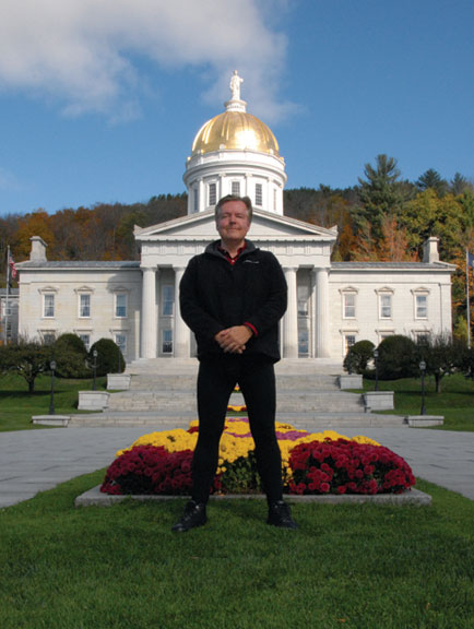 Man wearing UnJeans leggings in Montpelier, Vermont